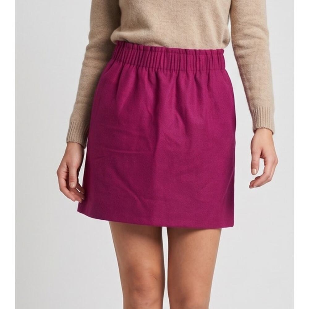 J Crew Factory Womens 00 Purple Elastic Waist Wool Blend Short Skirt